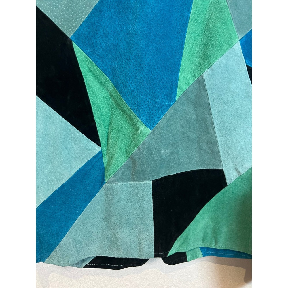 VTG Patchwork Patchwork Suede Leather Jacket Crop… - image 9